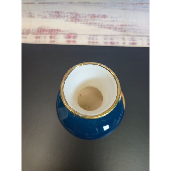 Vintage Japanese Bud vase Goldfish cobalt blue hand painted  fish - Picture 6 of 10